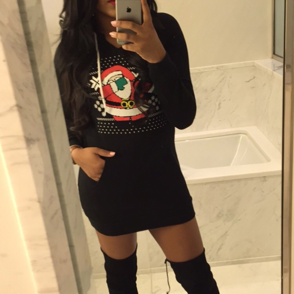 Dabbin Santa dress. Ugly Christmas sweater